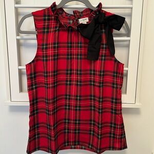 EXCELLENT, LIKE NEW, JCrew Factory Holiday Plaid Sleeveless Blouse, XS